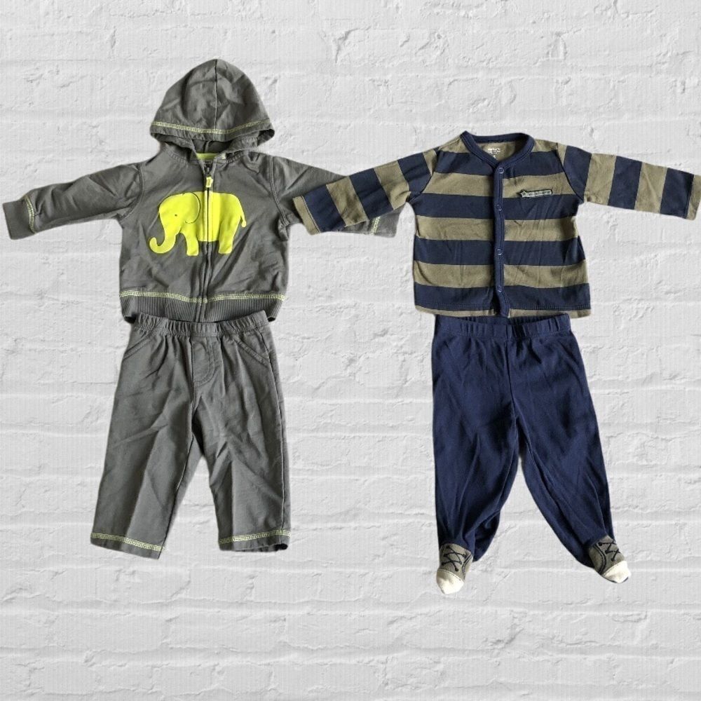 NWOT Carter’s Elephant hoody set & Stripe Snap Top Set